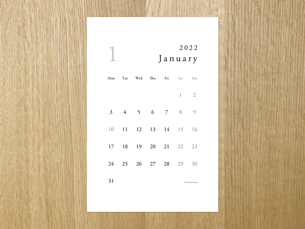 202201 無料はがきサイズカレンダー