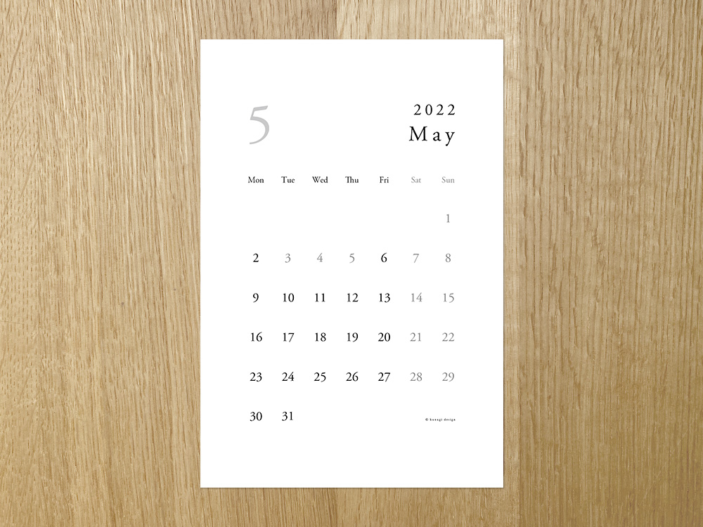 202205 無料はがきサイズカレンダー
