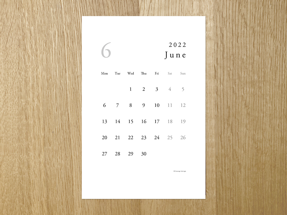 202206 無料はがきサイズカレンダー